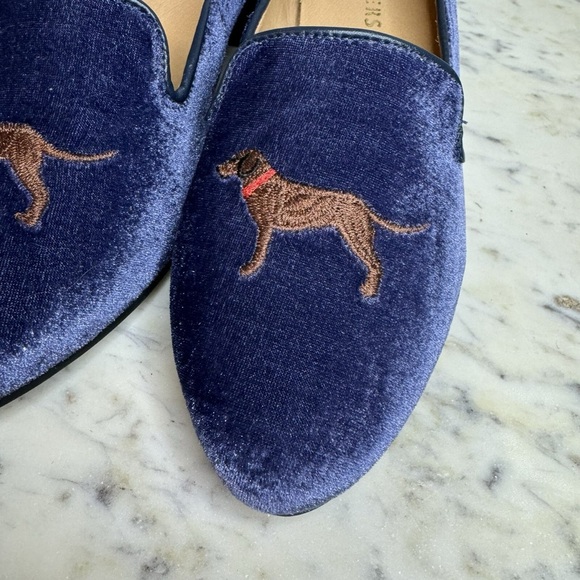 Jack Rogers Sz 10 Blue velvet smoking loafers labrabor retriever dog shoes - Picture 4 of 8